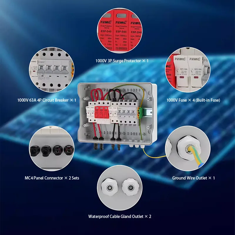 AT 2-in 1-out 1000V DC PV Combiner Box for Solar Panel System | IP65 Waterproof - Image 3