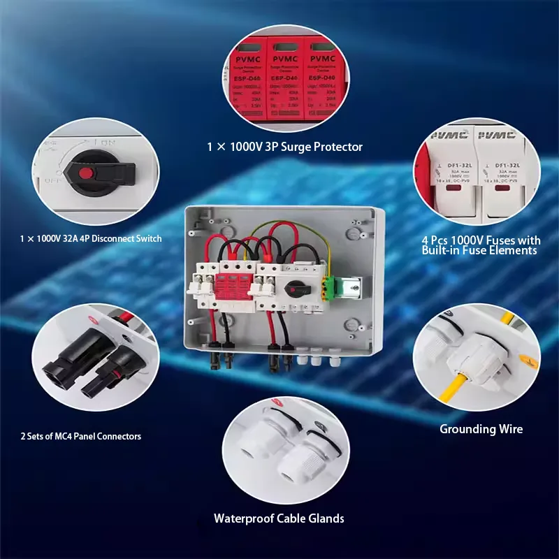 HA 2 String 1000V Solar PV Combiner Box IP65 with Surge Protection, DC Isolator & Fuses | CYF Energy - Image 4